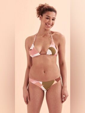 NWT Maaji Cube Estelle reversible Women's Pink Multi-Print Triangle Bikini
